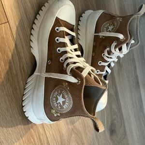 Converse Brown and White High-Top Sneakers